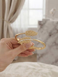 FAISANE Gold Fern Leaf Open Cuff