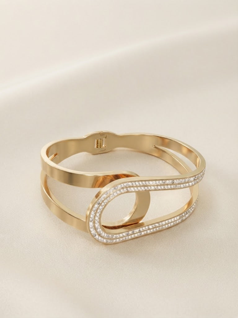FAISANE Gold Interlocking Loop Bangle