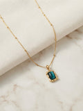 FAISANE Teal Stone Pendant Necklace